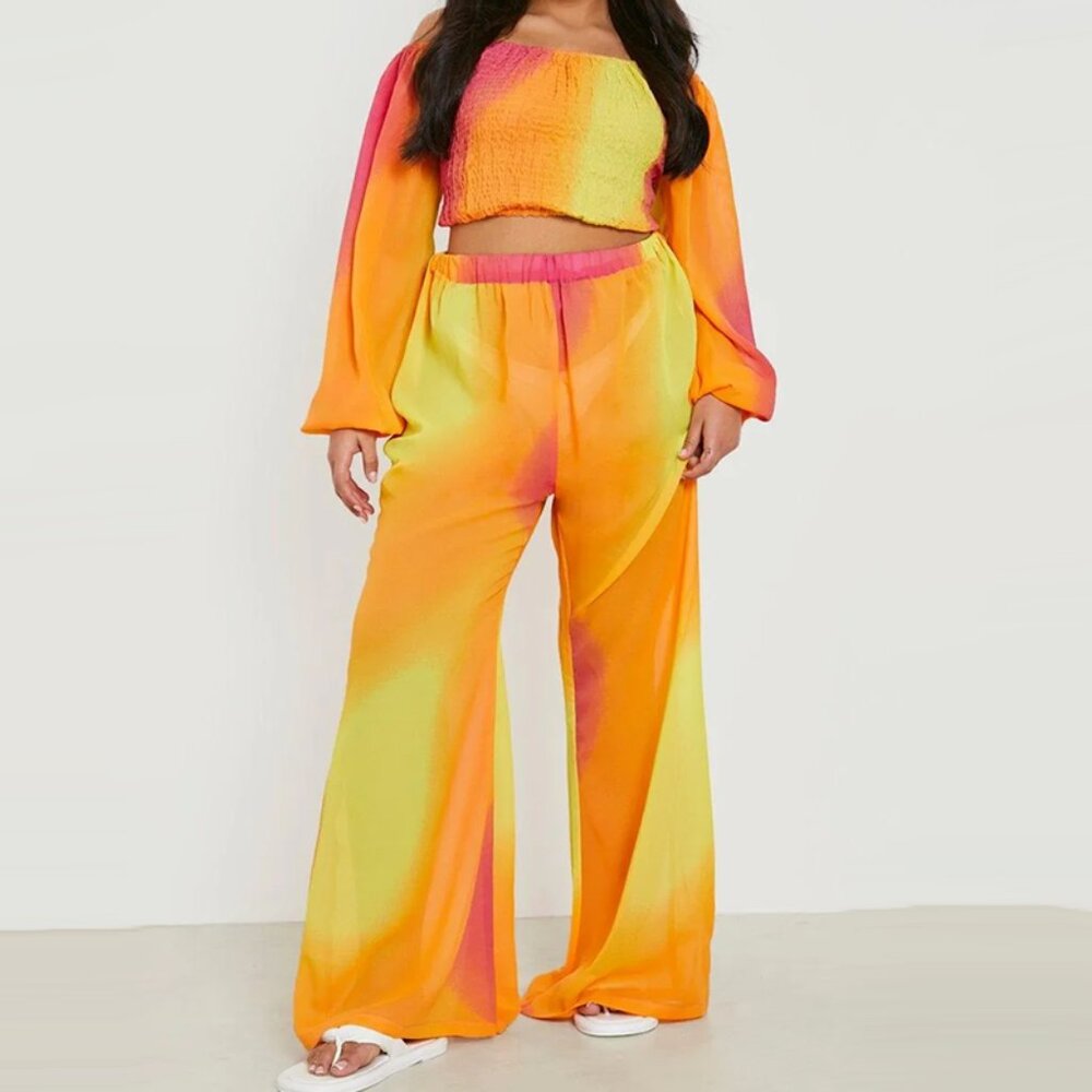 Boohoo Ombre Chiffon Sheer Beach Set